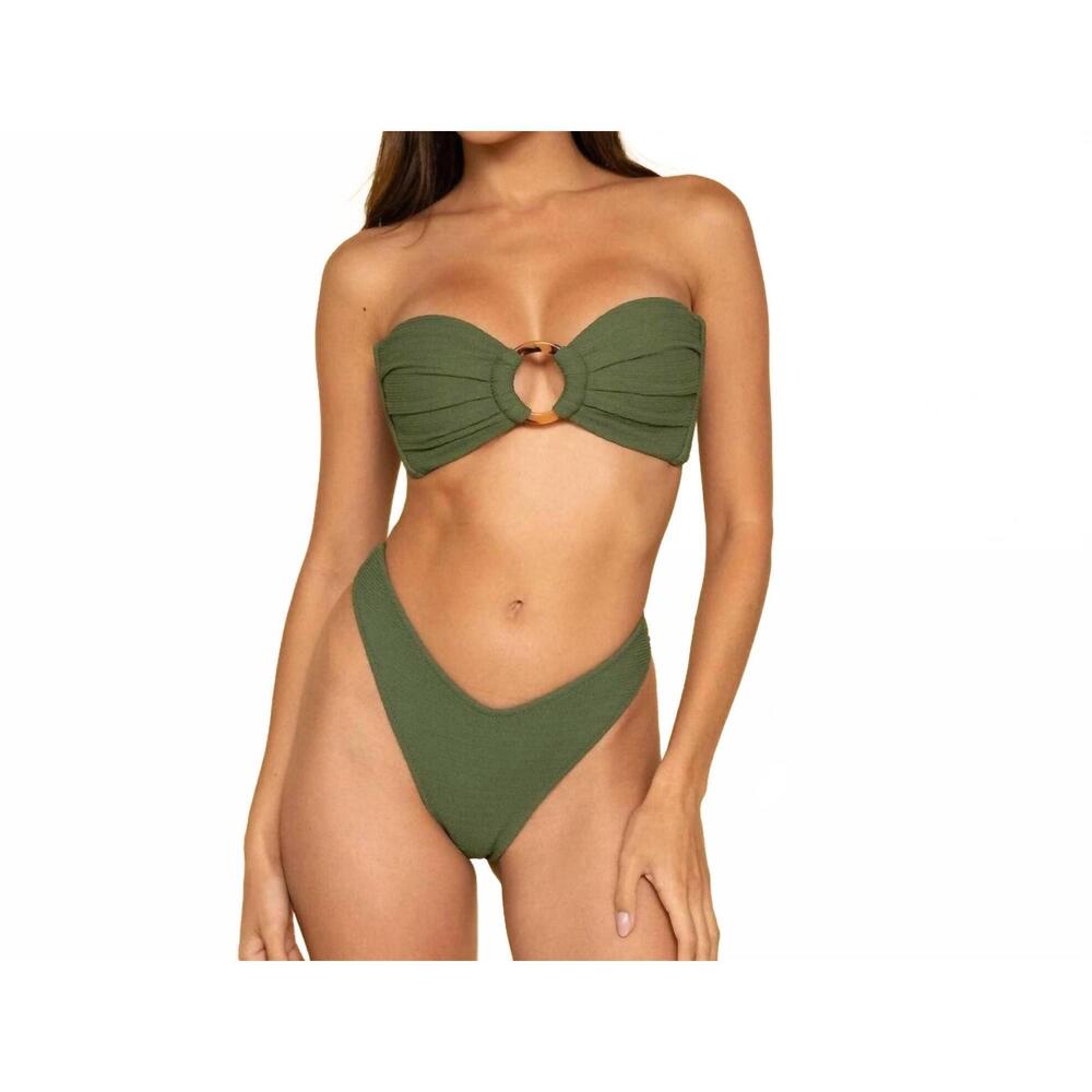 NEW MONTCE micro scrunch tori bandeau bikini top in olive
